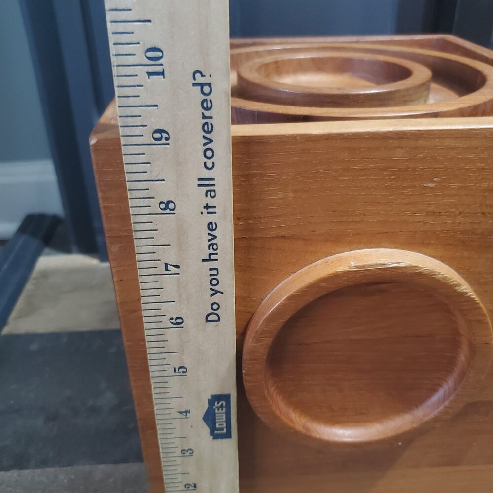 Vintage MCM Dansk IHQ Jens Quistgaard Teak Wood Cube Square Bullseye Ice Bucket - Picture 7 of 13